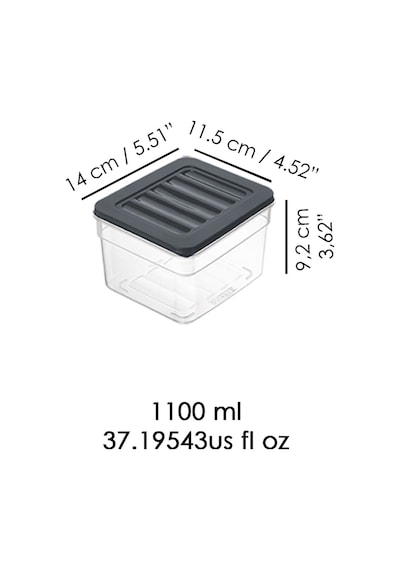 8'li Derin Mikrodalga Uyumlu Organizer Set Düzenleyici Gıda Erzak Saklama Kabı 1100 ML Antrasit
