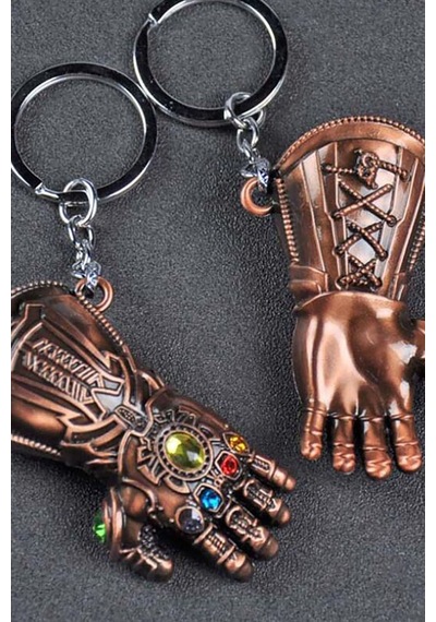Thentech Thanos Eldiveni Şeklinde Sonsuzluk Taşları İle Metal İşlemeli Anahtarlık 2 Adet Hediyelik Anahtarlık