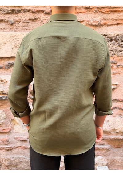 Slim Fit Uzun Kol Müslin Pamuk Rahat Nefes Alabilen Kumaştan Yaka Düğmeli Hediye Kutulu Erkek Gömlek Fs-004202 - Yeşil-3365 Slim Fit Uzun Kol Müslin Pamuk Rahat Nefes Alabilen Kumaştan Yaka Düğmeli Hediye Kutulu Erkek Gömlek Fs-004202 - Yeşil-3365