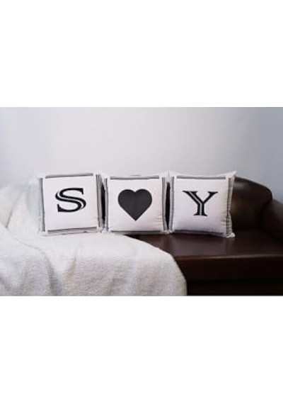 Ayrex Kırlent Kılıfı Kadife 43x43 Cm Çift Taraflı S Harfi Kedi Desenli Evlilik Teklifi Doğum Günü Diğer