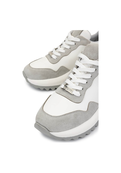 Tamer Tanca Kadın Suni Deri Beyaz/gri/lame Sneakers & Spor Ayakkabı 1009 2220 Bn Ayk Sk25-26 Byz/grı Suet/lame Beyaz