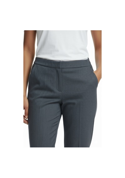 Ekol Minimalist Kadın Pantolon - Yüksek Bel Slim Fit Midi Lacivert