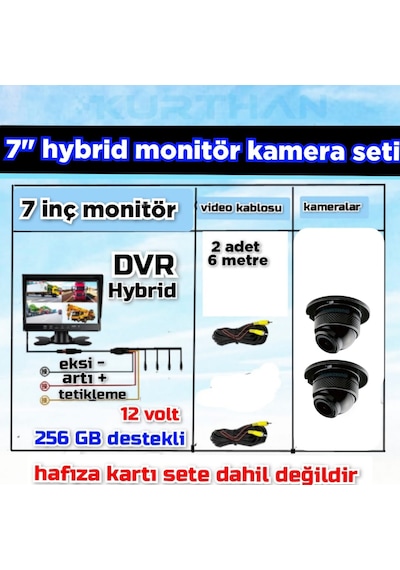 7 İnç Dvr Monitör 2 Adet Ahd 1080p Ultra Mini Kamera 150'' Lens