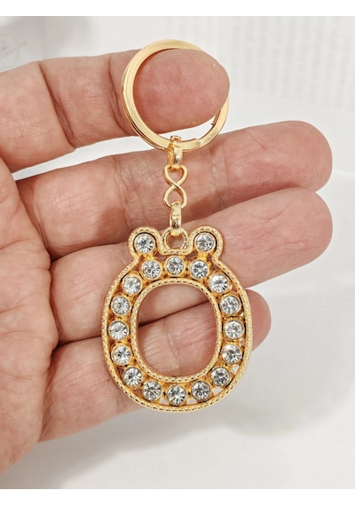 Taşlı Ö Harfi Anahtarlık Gold Renk Işıltılı Ve Şık Çanta & Anahtar Aksesuarı Çok Renkli