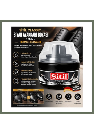 Sitil Bezos 175 Ml Siyah Ayakkabı Boyası Sünger Başlıklı Parlatıcı Krem Deri Ayakkabı Bakım Ve Koruyucu Bakım Kremi Bezos1