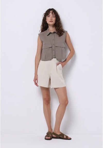 Colin's Colins Regular Fit Yüksel Bel Düz Kadın Bej Şort Cl1074660 Q1.v1 Beı Bej