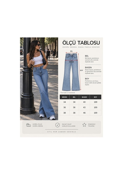Zdnjeans Mavi İspanyol Paça Denım Pantolon Tintli Mavi