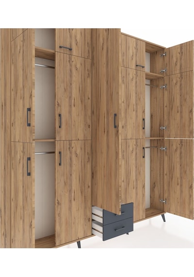 Arges Dolap 10 Raflı 2 Çekmeceli 4 Askılı 220x30x243 Çam-çam/antrasit Atlas Çam/antrasıt Arges Dolap 10 Raflı 2 Çekmeceli 4 Askılı 220x30x243 Çam-çam/antrasit Atlas Çam/antrasıt
