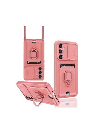 Samsung Galaxy A05s Kılıf Zuma Kartvizitli Yüzüklü Silikon - Pembe 0.2M-Çok Renkli