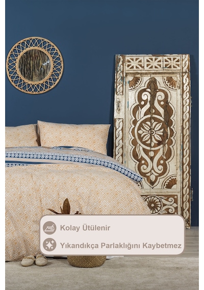 Elart Fine Nevresim Takımı Çift Kişilik Lastikli Çarşaf Pamuklu 200x220 Cm Bej Bej