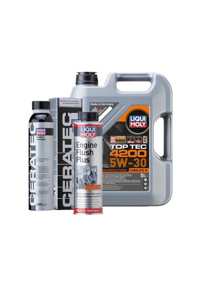 Liquimoly Set-1 Toptec4200 5lmotor Yağı 5w-30 Ceratec Seamik Katkı300 Ml Motorıçi Temizleyici300 Ml