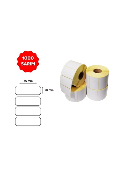 Elitrulo Barkod Etiketi 20x40  CM Termal - 1000 Adet