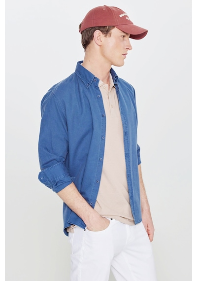 Ac&Co / Altınyıldız Classics Polo Yaka Cepli Regular Fit Bol Kesim Düz Tişört - 482518226 Bej
