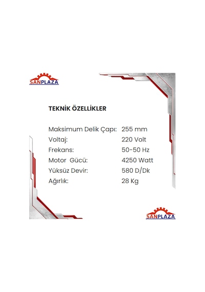 Shun Ob-255e Açılı Karot Makinesi 4250 W 250 Mm