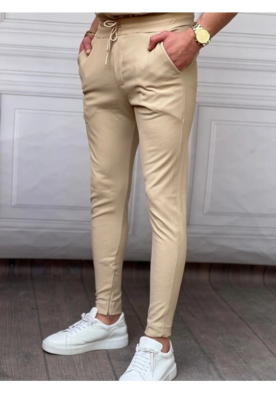 Modefendi Paça Fermuar Detaylı Jogger Pantolon Krem