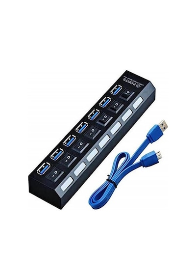7 Port Usb 3.0 Çoklayıcı Hub Anahtarlı Işıklı On Off Chipli Model (533632142)