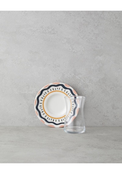 Alvina Porselen 12 Parça 6 Kişilik Çay Seti 165 Ml Mavi - Pembe Diğer
