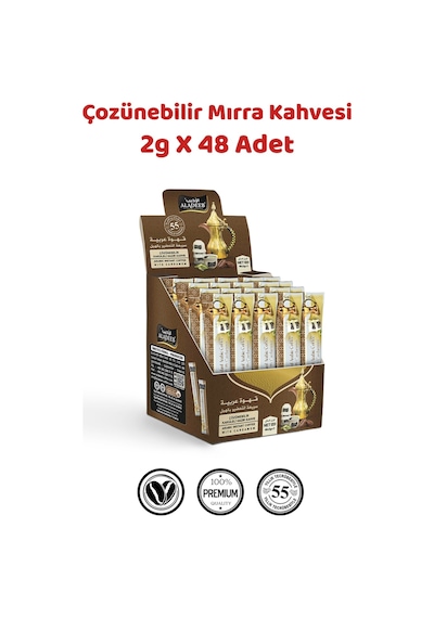 Acı Mırra & Çozünebilir Kakuleli Hazır Kahve - 48 Adet Tek İçimlik Poşet 2gr 48 Adet Hazır