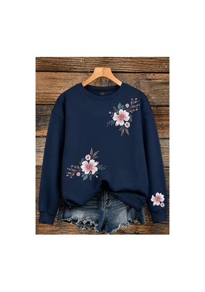 Esade Kadın Pembe Zampak Çiçek Kol Baskılı Rahat Kalıp Bisiklet Yaka Lacivert Sweatshirt Lacivert Esade Kadın Pembe Zampak Çiçek Kol Baskılı Rahat Kalıp Bisiklet Yaka Lacivert Sweatshirt Lacivert