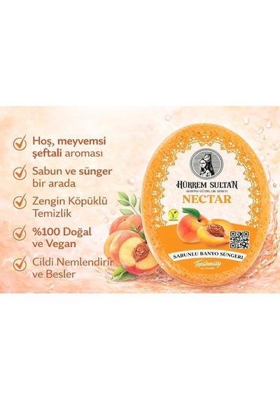 Süngerli Sabun, Lifli Banyo Sabunu Ve Köpüklü Vücut Temizleme Süngeri, Pratik Kullanımlı Banyo Ve Duş Sabunu, Günlük Cilt Temizliği İçin Süngerli Sabun, Banyo Süngeri Şeftali