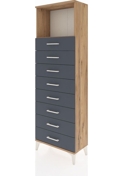 Arges Dolap Tek Raflı 8 Çekmeceli 60x30x182 Çam-antrasit Çam Arges Dolap Tek Raflı 8 Çekmeceli 60x30x182 Çam-antrasit Çam