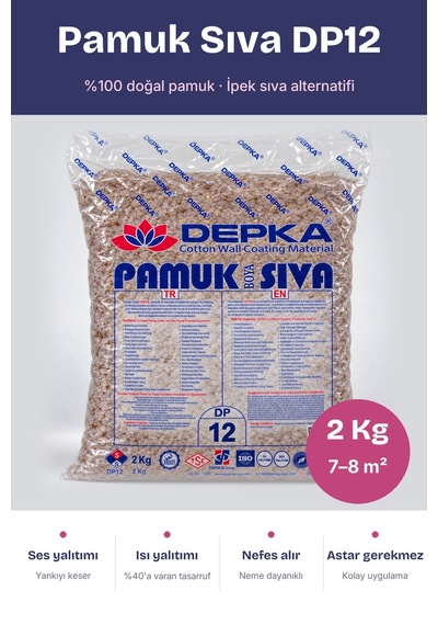 Depka Pamuk Sıva Dp12 2 Kg 7-8 M² İpek Sıva Alternatifi Isı Ve Ses Yalıtımlı Dekoratif Sıva