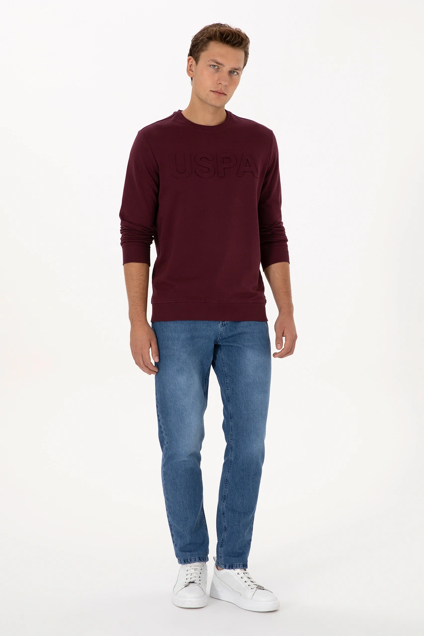 U.S. Polo Assn. Erkek Regular Fit Bisiklet Yaka Bordo Basic Sweatshirt 50307793-VR177 U.S. Polo Assn. Erkek Regular Fit Bisiklet Yaka Bordo Basic Sweatshirt 50307793-VR177
