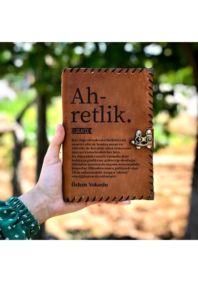 Lügatçe Ahretlik İsme Özel Deri Defter
