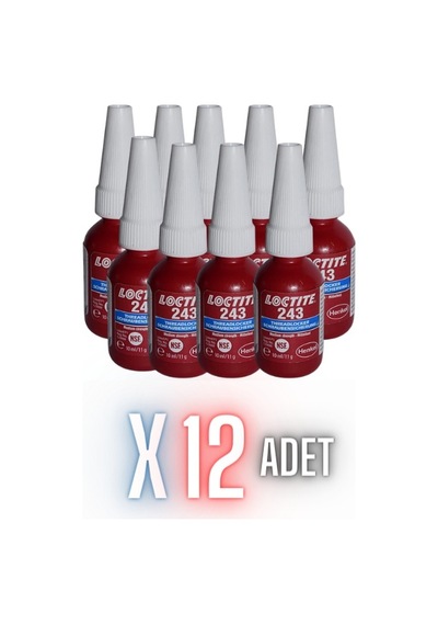 LOCTİTE 243 - 10ML | VİDA GEVŞEMEZLİK | ORTA MUKAVEMET              12 ADET