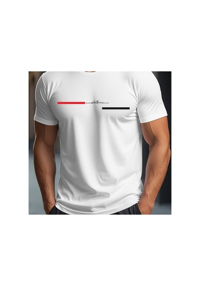 Caddemia Yazlık Şık Spor Günlük Bol Kesim Herhangi Bir Harf Baskılı Yuvarlak Ya Beyaz 2XL