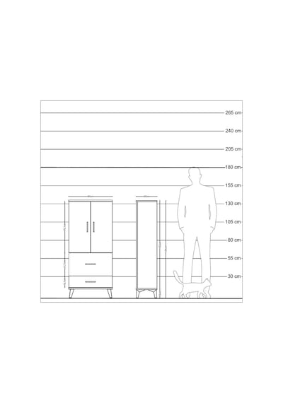 Arges Dolap Tek Raflı 2 Çekmeceli 2 Kapaklı 60x30x134 Çam-aytaşı Çam