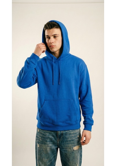 Hoxie Unisex Rahat Kesim Pamuklu Yumuşak Dokulu İçi Polarlı Basic Desenli Kapüşonlu Sweatshirt Saks Mavisi Hoxie Unisex Rahat Kesim Pamuklu Yumuşak Dokulu İçi Polarlı Basic Desenli Kapüşonlu Sweatshirt Saks Mavisi
