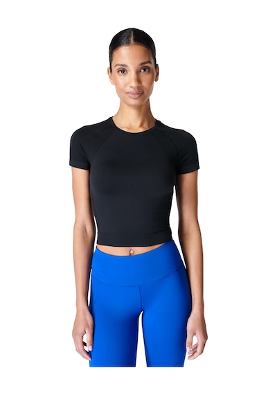 Sweaty Betty Sweaty Betty Athlete Crop Seamless Workout Kadın Siyah Koşu Tank Top Blk Siyah