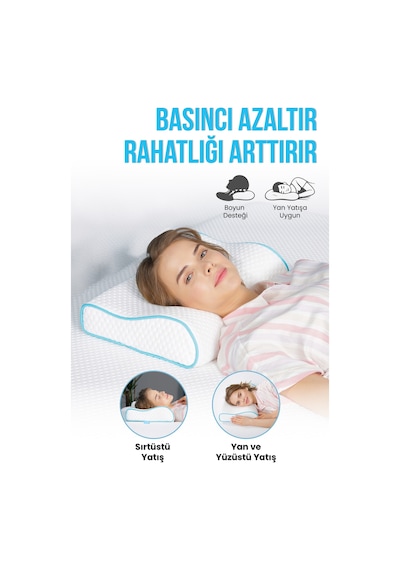 Viscofoam Küçük Boyun Destekli Ortopedik Yastık Visco Yastık 46x30x10-8cm