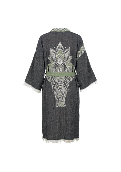 Brandsmiths Green-black Elephant Kimono Sarı