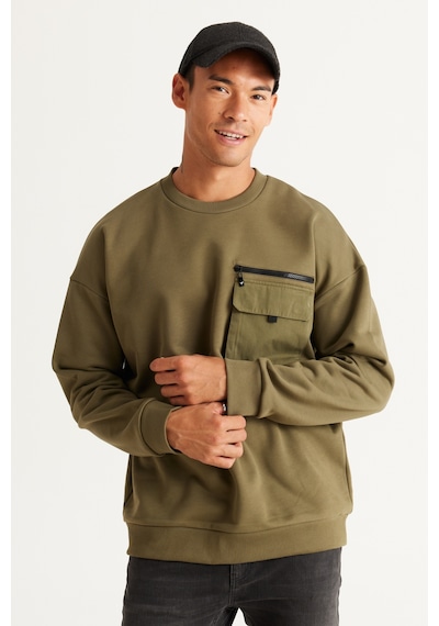 AC&Co / Altınyıldız Classics Erkek Hakı Oversize Bol Kesim Bisiklet Yaka %100 Pamuk Sweatshirt Haki AC&Co / Altınyıldız Classics Erkek Hakı Oversize Bol Kesim Bisiklet Yaka %100 Pamuk Sweatshirt Haki