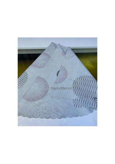 Kalın Elyaf Astarlı Karahindiba Desenli Kaymaz Silinebilir Pvc Yuvarlak Muşamba Masa Örtüsü Gri