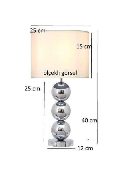 2 Adet Ala Masa Abajuru Krom Gövde Kumaş Başlık Dekoratif Aydınlatma