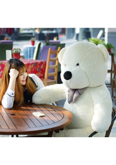 Sevgiliye Özel Hediye - 140 Cm Papyonlu Peluş Ayıcık... Beyaz
