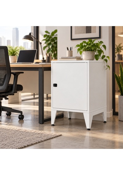 Alfahome Ziglat 655 Serisi Metal Kapaklı Küçük Boy Kilitli Ofis Dolabı Beyaz