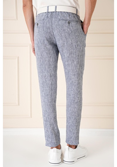 Efor Comfort Fit Beli Lastikli Pileli Keten Casual Lacivert Pantolon P 1145 Lacivert