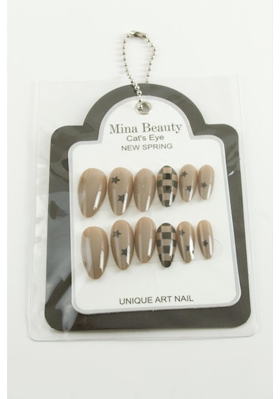 Cosmotex Desenli Mina Beauty Kedi Gözü Takma Tırnak-kahverengi