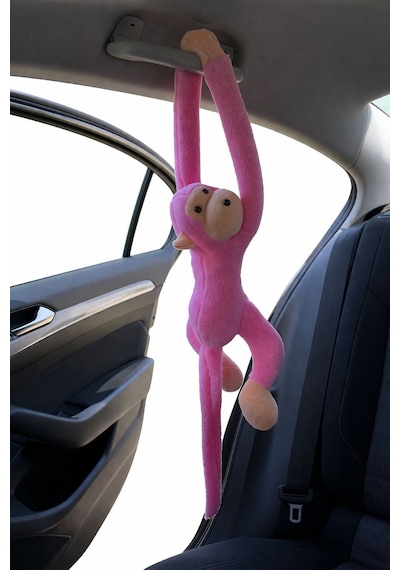 Elleri Yapışan Oyun Ve Uyku Arkadaşı Peluş Maymun Oyuncak Sarılan Maymun M0009 Pembe