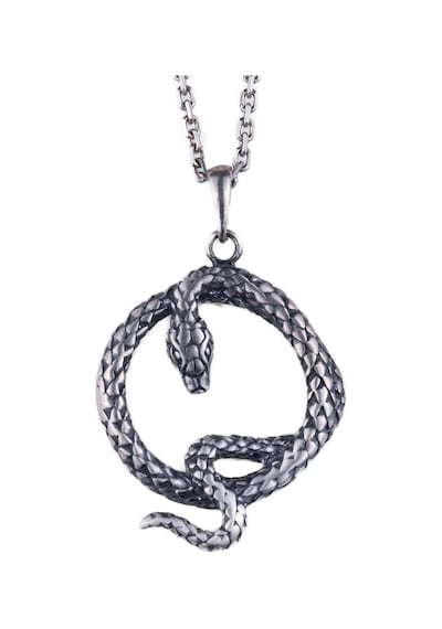 925 Ayar Gümüş Ouroboros Yılan Kolye - Sonsuzluk Ve Yenilenme Sembolü - El Yapımı Takı - Mitoloji Severler İçin Hediye Gümüş
