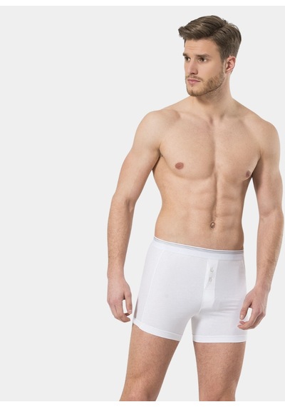 Türen Erkek Likralı Düğmeli Boxer 2'Li Paket 135/Beyaz 001