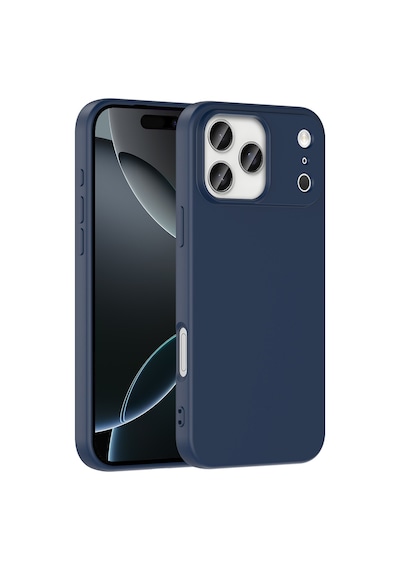 Adige Apple Uyumlu iPhone 17 Pro Max Kılıf Mara Lansman Soft Silikon İçi Kadife Lacivert