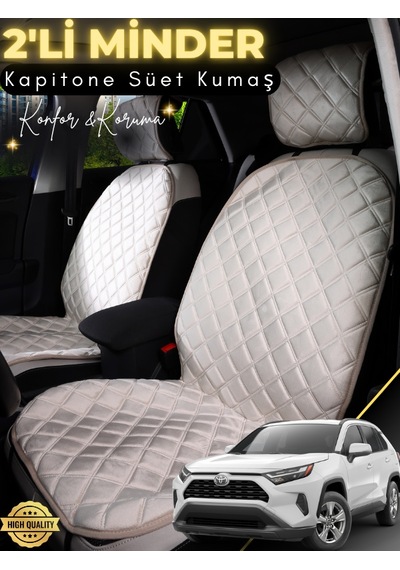Toyota Rav 4 Uyumlu 2'li Süet Oto Koltuk Minderi Terletmez Universal Oto Aksesuar A12 Bej