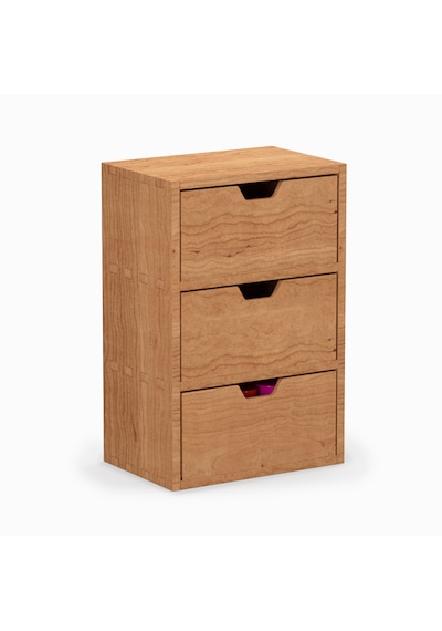 Desna Üç Katlı Üç Çekmeceli Mini Dolap - Kiraz 34 Cm Uzunluk X 12.1 Cm Derinlik X 27.2 Cm Woodsaka Doğal Ahşap