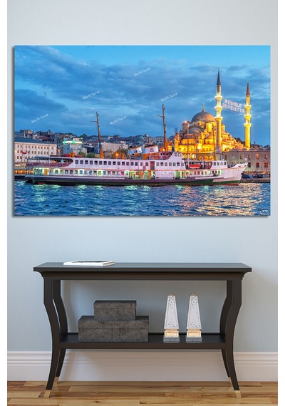 İstanbul Deniz Şehir Tarihi Yarımada Muhteşem Manzara Kanvas Tablo 50 x 35