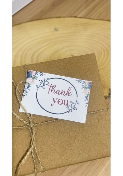 E-ticaret Teşekkür Kartı Çiçekli Yazılı 5x8 Cm 100 Adet